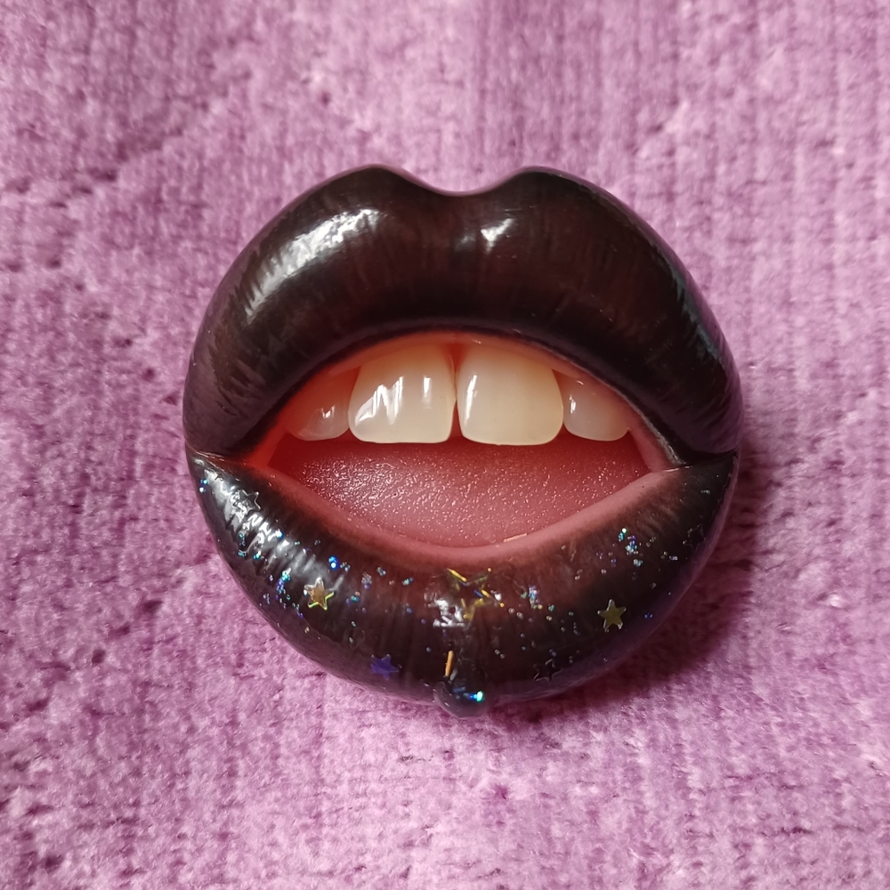 Sexy Emo Lips Brooch Handmade OOAK
